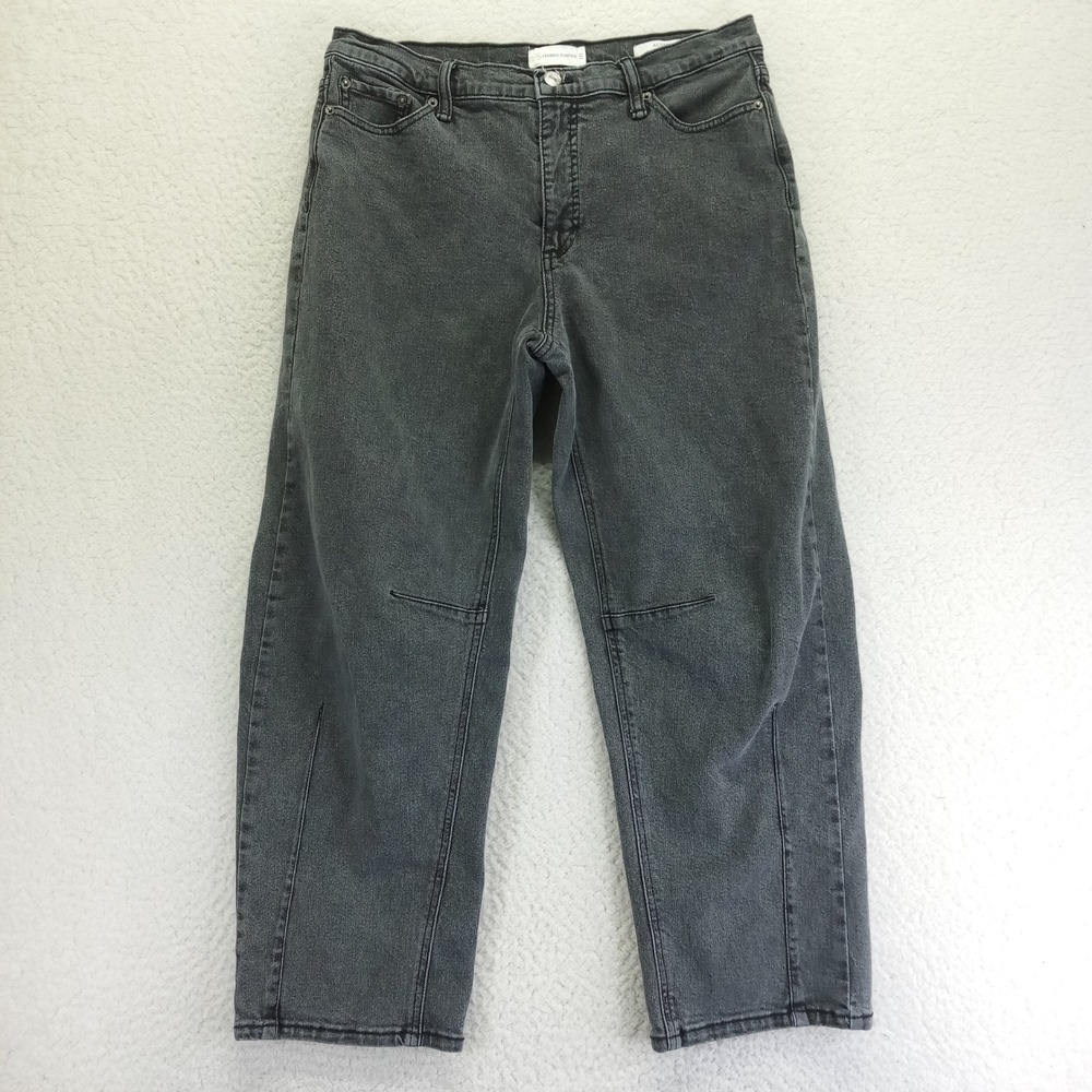 Jessica Simpson Austin Darted Barrel Jeans Womens 10 Faded Black High Rise Crop‎